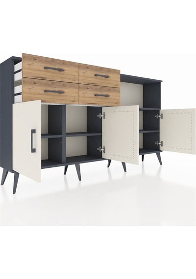 Arges Konsol 4 Raflı 4 Çekmeceli 4 Kapaklı 176x30x99 Antrasit-aytaşı/çam Aytası/atlas Çam - Antrasıt Arges Konsol 4 Raflı 4 Çekmeceli 4 Kapaklı 176x30x99 Antrasit-aytaşı/çam Aytası/atlas Çam - Antrasıt
