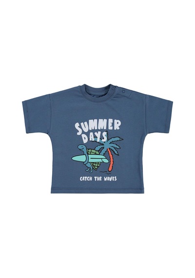 Civil Baby Summer Days Baskılı 3-12 Ay Tişört - Mavi İndigo
