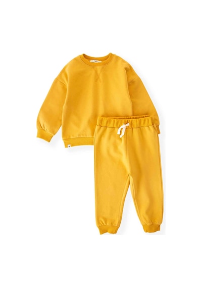 Cigit Basıc Karyoka Detaylı Sweatshirt Takım 3-8 Yaş Hardal Sarı Hardal Sarı