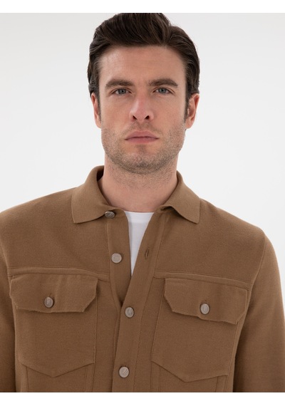 Cacharel Camel Regular Fit Triko Hırka Kahverengi
