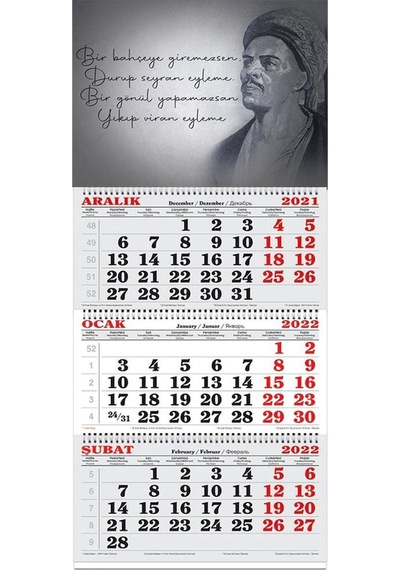 2022 Duvar Takvm Modelleri Mevlana -yunus Emre