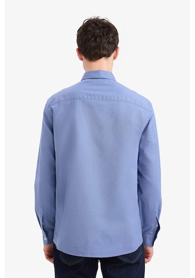 DeFacto Regular Fit Polo Yaka Keten Yazlık Uzun Kollu Gömlek E1729AX25SPBE783