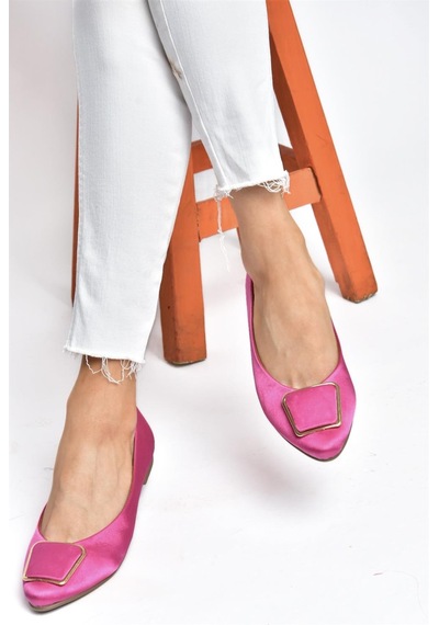 Fox Shoes P726776304 Fuşya Saten Kumaş Kadın Babet Fuşya