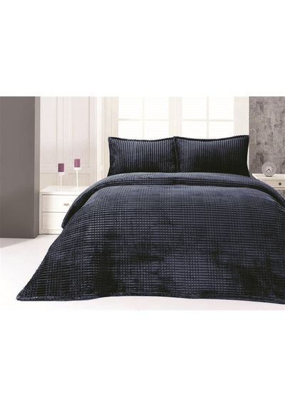 Merinos Modern Line 3 Parça Çift Kişilik Battaniye Seti - Lacivert