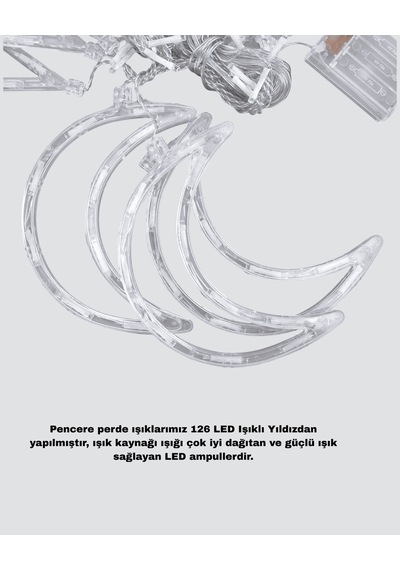 Prizli Yıldız Ay Perde Led Işık, Ev Ve Organizasyon Dekoru Çok Renkli
