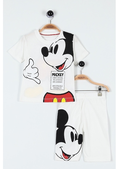 Lolliboomkids Yeni Sezon Unisex Beyaz Renk Üzeri Mickey Baskılı Sırt Detaylı Tshirt Şort Alt Üst Takım Beyaz