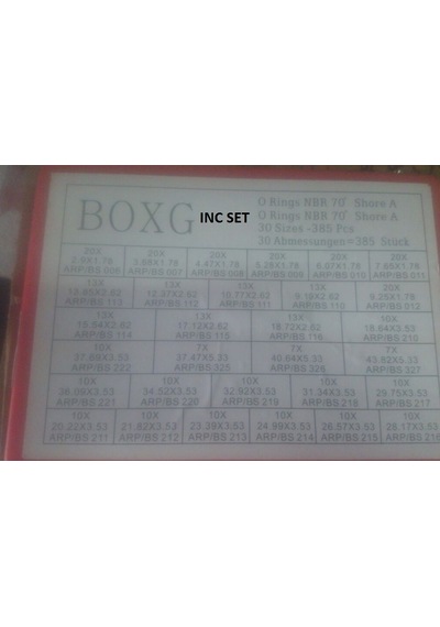 Box G & Box H O - Ring Set - Inc