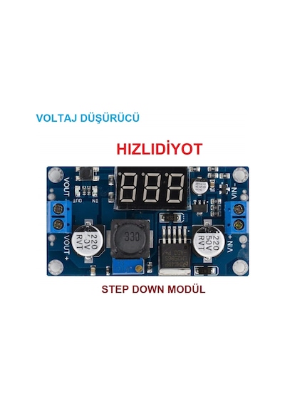 Voltmetreli Lm2596 Ayarlanabilir Güç Kaynağı Step Down Modül