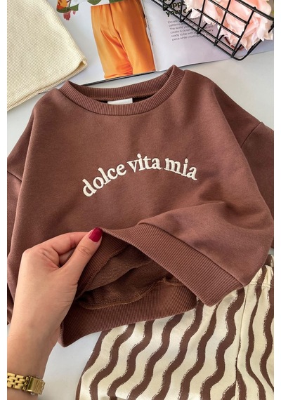 Minigimin Cicileri Dolce Vita Panç Detaylı Erkek Bebek 2 Li Takım - Kahve