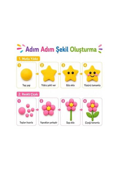 Hayal Gücü Kil Seti - 12 Renkli Hava İle Kuruyan Zıplayan Kil Hamuru, Yumuşak Ve Kolay Şekillen Standart