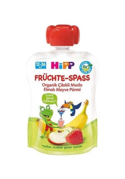 Mey İthalat Organik Çilekli Muzlu Elmalı Meyve Püresi 100 Gr 100 G