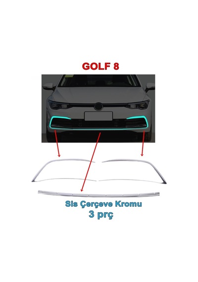 Golf 8 Ön Tampon Sis Çerçeve Nikelajı 2020 Sonrası 3 Prç P. Çelik N11.2212
