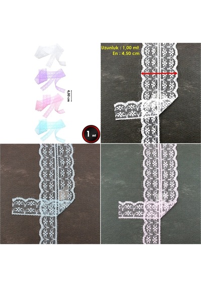 Güpür Dantel Kurdele, 4 Cm X 1 Mt, Renk Seçenekli -