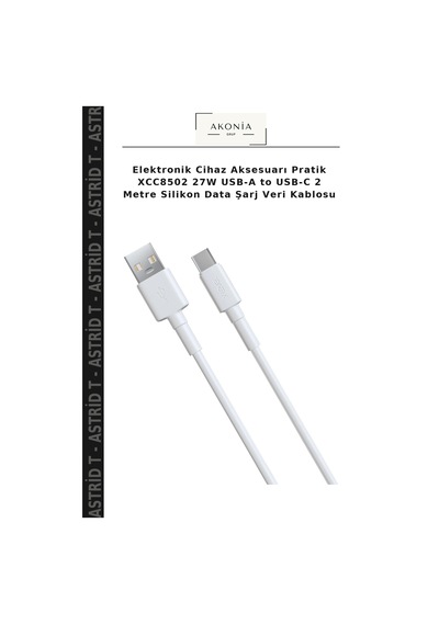 Elektronik Cihaz Aksesuarı Pratik Xcc8502 27w Usb-a To Usb-c 2 Metre Silikon Data Şarj Veri Kablosu