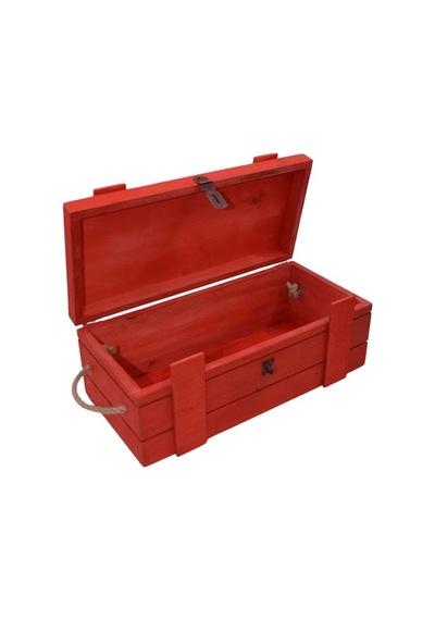 El Yapımı Kırmızı Ahşap Kutu İsme Özel 30x14cm Genişlik 10cm Yük.