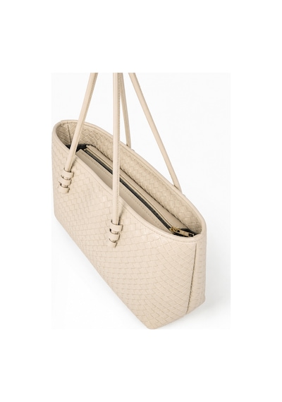 Nura Collection Kadın Örgü Desenli Tote Omuz Çantası - Krem - 895066122 Krem