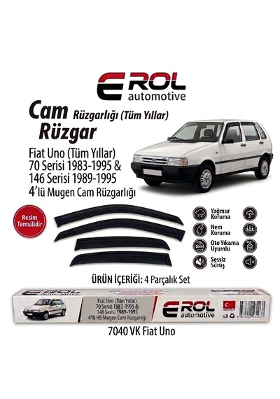 Fiat Uno 4'lü Hb Mugen Cam Rüzgarlığı Siyah