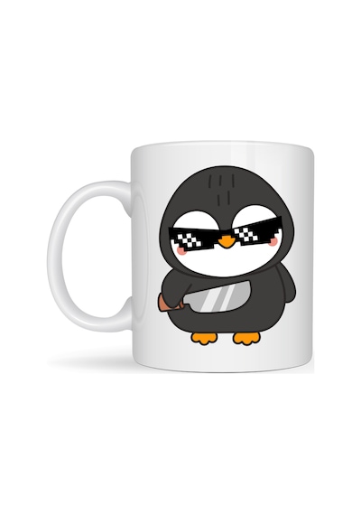 Havalı Penguen Tasarımlı Porselen Kupa Model 88 Eğlenceli, Cool & Enerjik Kahve Kupası