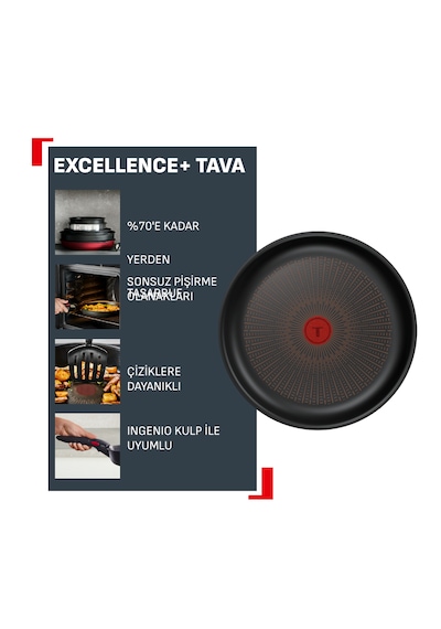 Tefal Excellence+ Fusion Core 9x Mix Tava - 22 Cm 001 Siyah