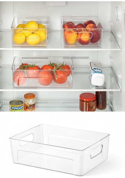Kırılmaz Ultra Dayanıklı Buzdolabı Düzenleyici Organizer Kutu Şeffaf - 28x19x9cm 811 Diğer