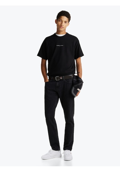 Tjm Rlx Lınear Logo Tee Erkek Siyah T-shirt - Dm0dm21110 Siyah