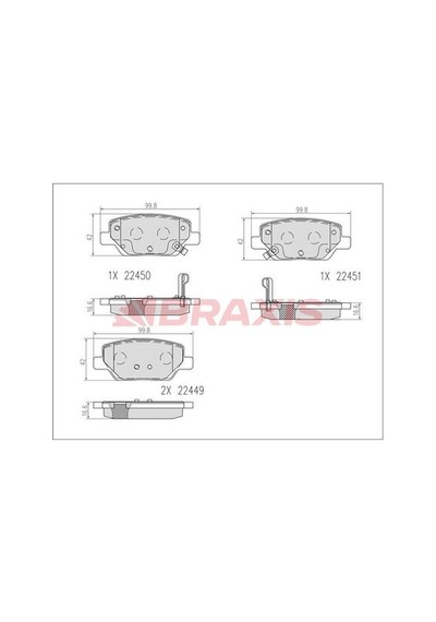 Braxis Ab0609 Arka Fren Balatası Egea 1.3d Multijet 1.4 1.4lpg 1.6 1.6d Multijet 77367717