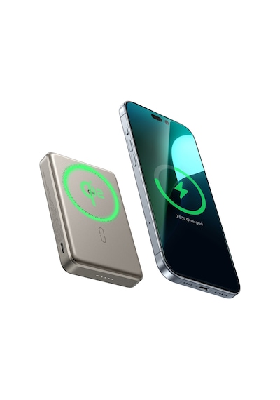 10000 Mah Taşınabilir Şarj Cihazı Qi2 Magsafe Powerbank - Titanium Titanyum