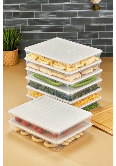 Multi Box 8 Li Set Saklama Kabı Seti - Dondurucu & Mikrodalga Uyumlu Krem