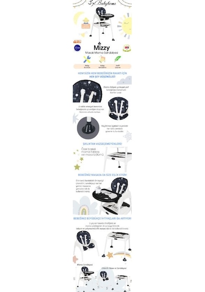 Baby Home Bh-1450 Mizzy Masalı Bebek Mama Sandalyesi