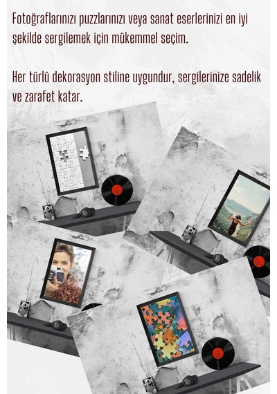 21mm- 48x68 Cm Antireflekte Mat Pvc Li Fotoğraf 1000 Parça Puzzle Belge Çerçevesi Yatay Dikey 21lik