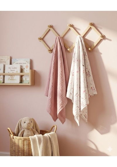 Organik Müslin Bebek Battaniyesi 2'li Set Pembe