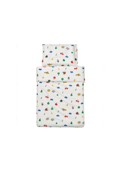 Ikea Grönfınk Tek Kişilik Nevresim Takımı 110 X 130 Cm Beyaz - Sarı - Kırmızı - Yeşil - Mavi Çok Renkli