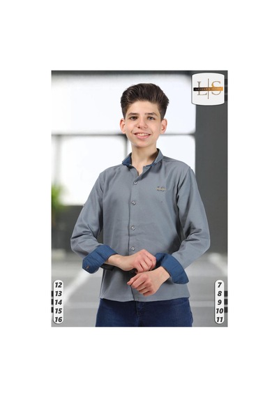 Lasgaris Jeans Erkek Çocuk Uzun Kollu Gömlek Gri