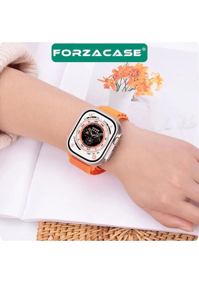 Forzacase Apple Uyumlu  Watch 11 46mm İle Kancalı Kumaş Kordon Kayış - Fc269