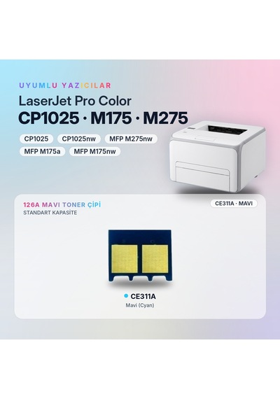 Hp 126a Ce311a / Laserjet Pro Cp1025 / M175 / M275 Mavi Çip