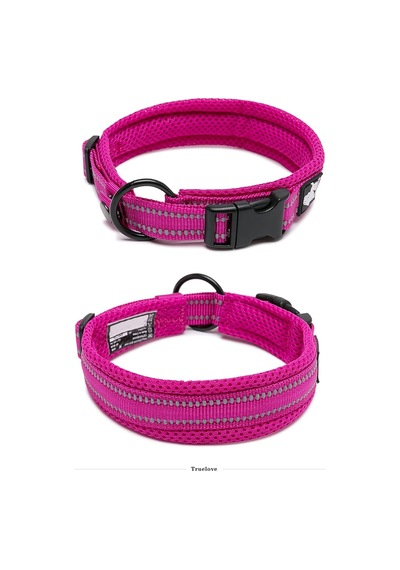 Truelove Köpek Yaka Reflektif Premium Duraflex Toka, Yüksek Dereceli Naylon Dokuma Şok Yok Temel Yaka Tlc5011 Fuşya Genel