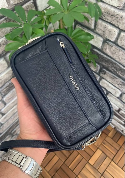 Guard Leather Guard Lacivert Hakiki Deri Şifreli El Çantası Çok Renkli
