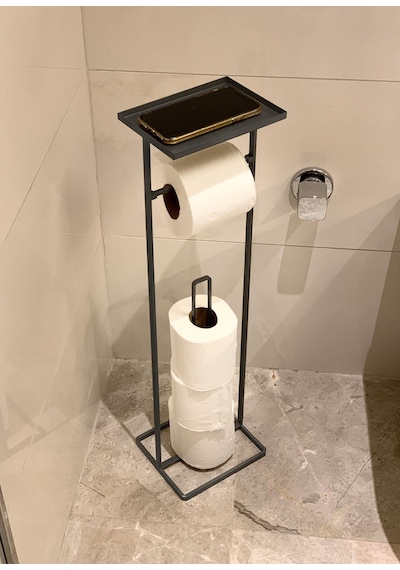 The Mia Tepsili Tuvalet Kağıdı Stand - Siyah - 54x15x12 Cm
