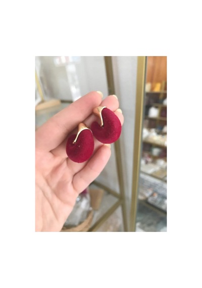 Linalya Jewelry Halka Küpe Bordo - Model 279