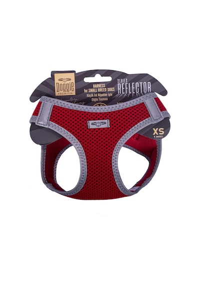 Doggie Havalı Dokuma Reflektör Serisi Küçük Irk Göğüs Tasması Kırmızı XS-30-34Cm Kırmızı