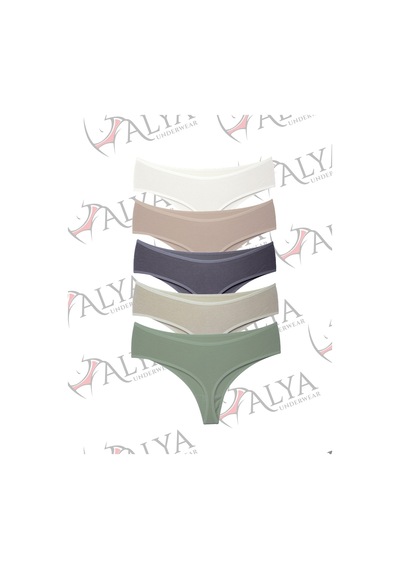 Alya Underwear Kadın Külot Yüksek Bel Tanga, Toparlayıcı - 2 Siyah, 1 Beyaz, 2 Ten S, M, L, Xl, 2xl - 5 Adet Çok Renkli P09