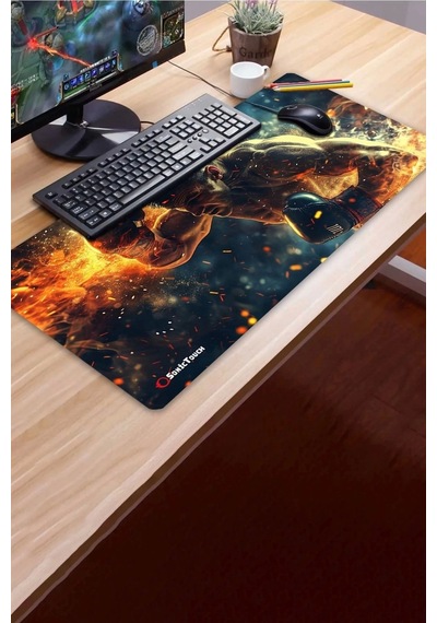 Sonictouch Ultragrand Ring Ateşi Boksör Temalı Gamer Oyuncu Xxl Klavye Mouse Pad 40x90cm Mousepad