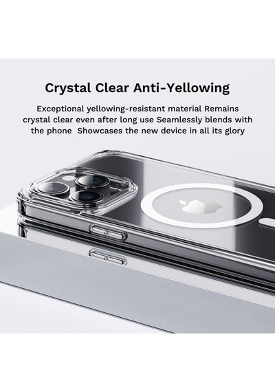 Rock Space Apple Uyumlu iPhone 15 Pro Kılıf Magsafe Şeffaf Şeffaf