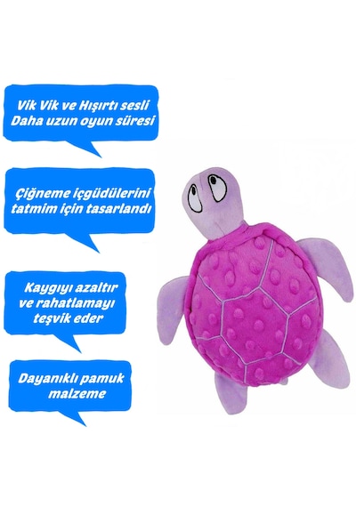 Sesli Hışırtılı Peluş Kaplumbağa Köpek Oyuncağı 25 Cm