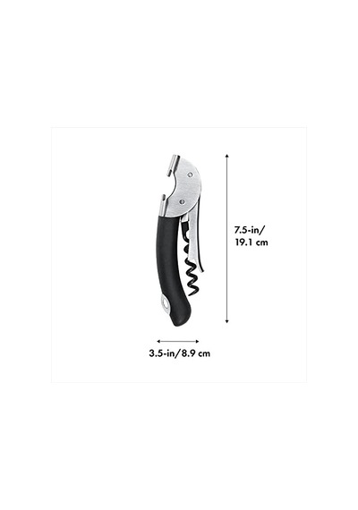 Çelik Çift Kollu Garson Tirbuşon, Gümüş/siyah, 1 Ct
