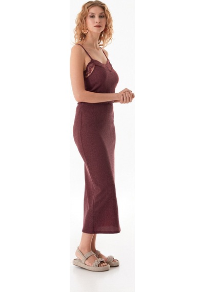 Fullamoda Bürümcük Kumaş Dantelli Askılı Body 25ygb650127491-bordo Bordo