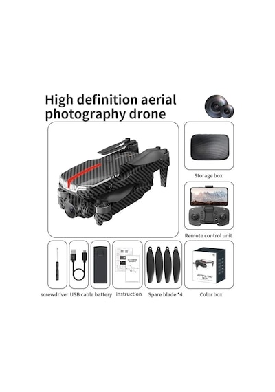 C13s Ultra Karbon Desenli Çift Kameralı Drone 360 Roll, Tek Tuş Kalkış/iniş, Hd Kamera