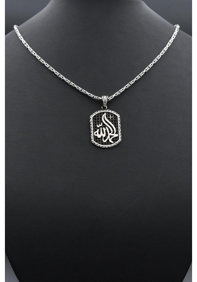 Hamd Olsun Arapça Yazlı 925 Ayar Gümüş Kolye Kral Zincir 2mm 902426 Gümüş
