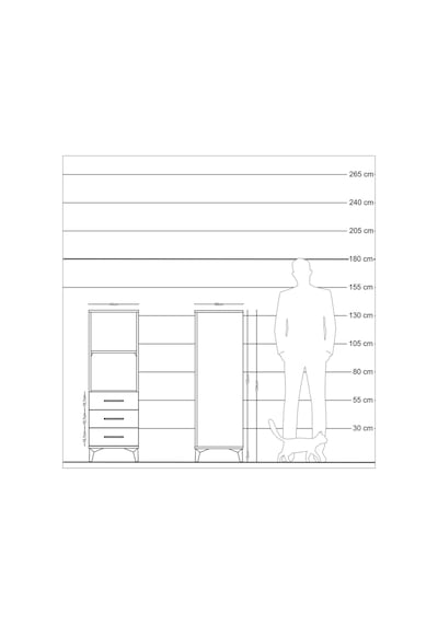Kronos Dolap 2 Raflı 3 Çekmeceli 44x59x134 Çam-antrasit Atlas Çam