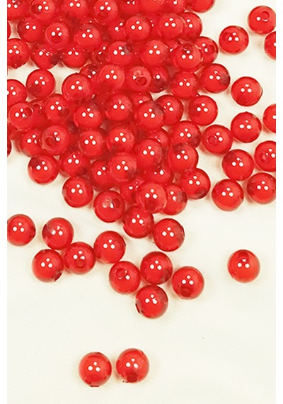 Yuvarlak Boncuk İçten Boncuklu Bileklik Çanta Boncuğu 8 Mm 50 Gr Kırmızı - Bnc473